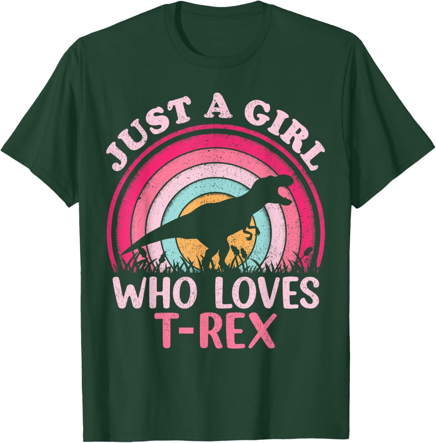 Vintage Retro Dinosaur Just A Girl Who Loves T-Rex T-Shirt - T-Shirt | Forest