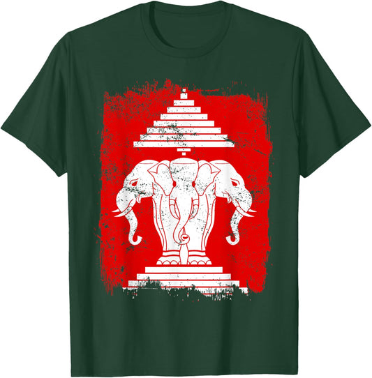 Laos Erawan Three Headed Elephant Kingdom of Laos T-Shirt - T-Shirt | Forest