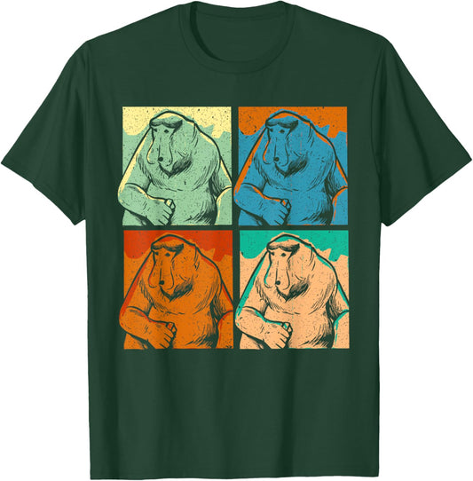 Retro Proboscis Monkey Ape Wildlife Zookeeper T-Shirt - T-Shirt | Forest