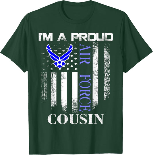 Vintage I'm A Proud Air Force Cousin With American Flag T-Shirt - T-Shirt | Forest