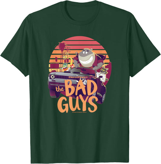 The Bad Guys Group Getaway Car Sunset Poster T-Shirt - T-Shirt | Forest