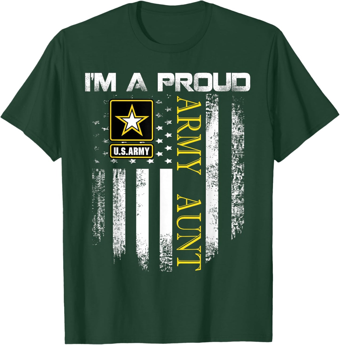 Vintage I'm A Proud Army Aunt with American Flag Gift T-Shirt - T-Shirt | Forest
