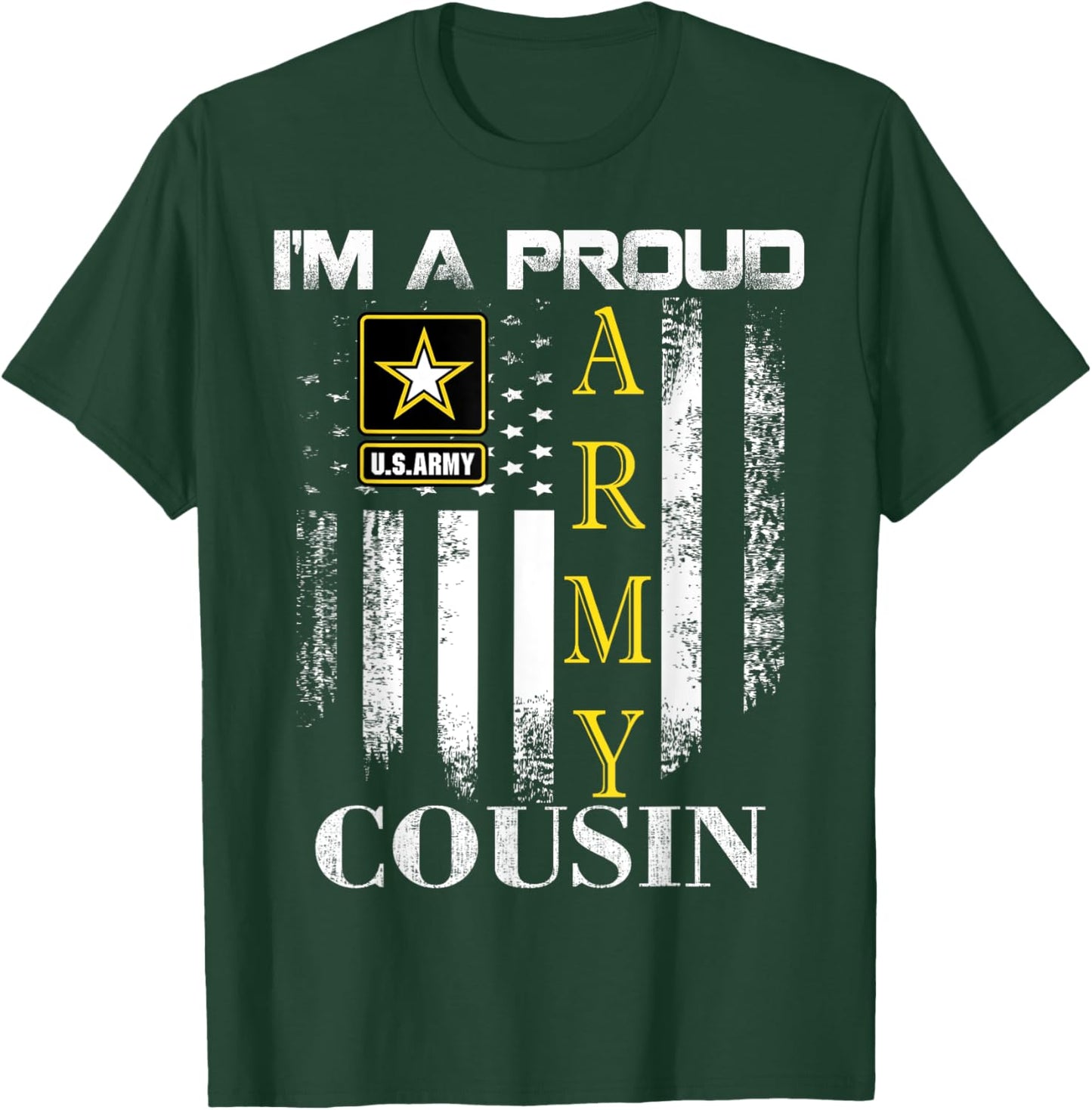 Vintage I'm A Proud Army Cousin With American Flag Gift T-Shirt - T-Shirt | Forest