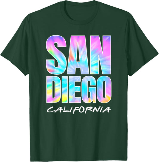 Vintage San Diego Retro Tie Dye Throwback Graphic Souvenir T-Shirt - T-Shirt | Forest