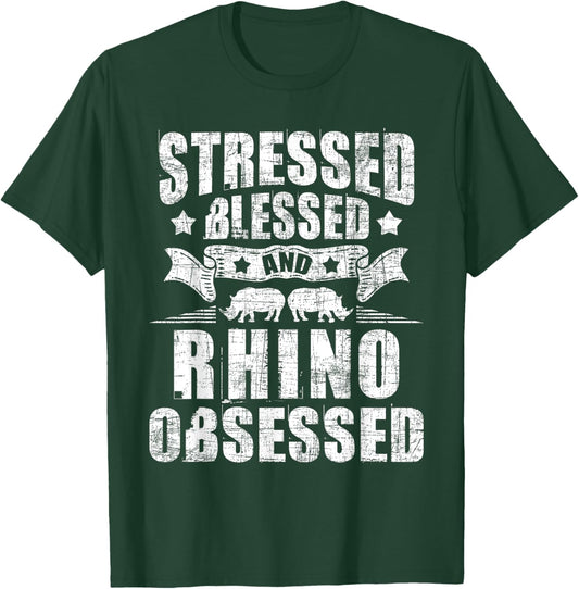 Rhino Obsessed - Safari Animal Lover Rhinoceros Zoologist T-Shirt - T-Shirt | Forest