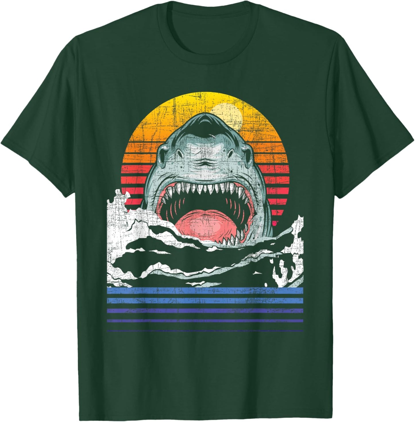 Retro Vintage Shark - Marine Biologist Wildlife Shark Lovers T-Shirt - T-Shirt | Forest