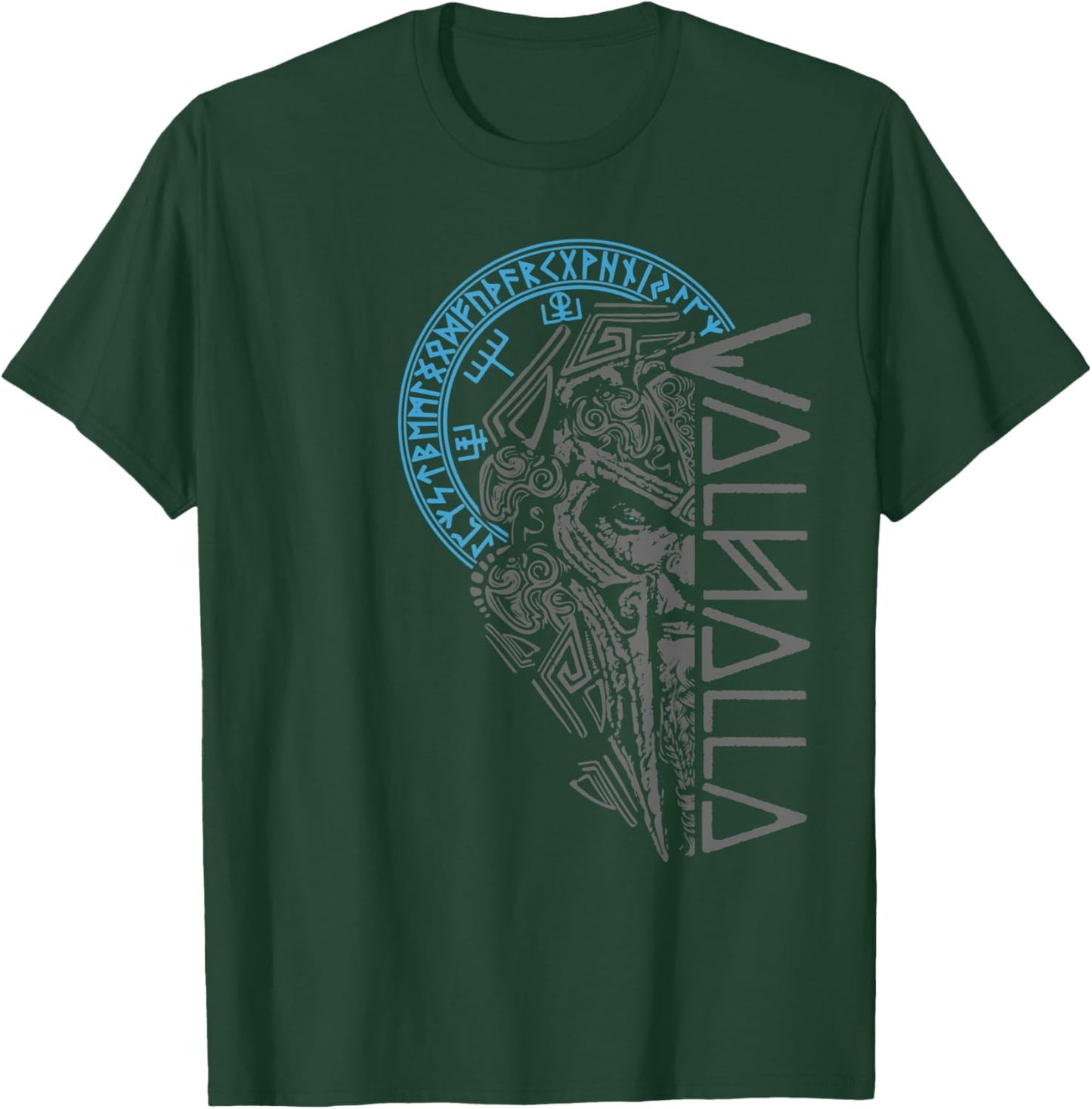 Valhalla Odin in Mask Runes Norse Compass Viking T-Shirt - T-Shirt | Forest