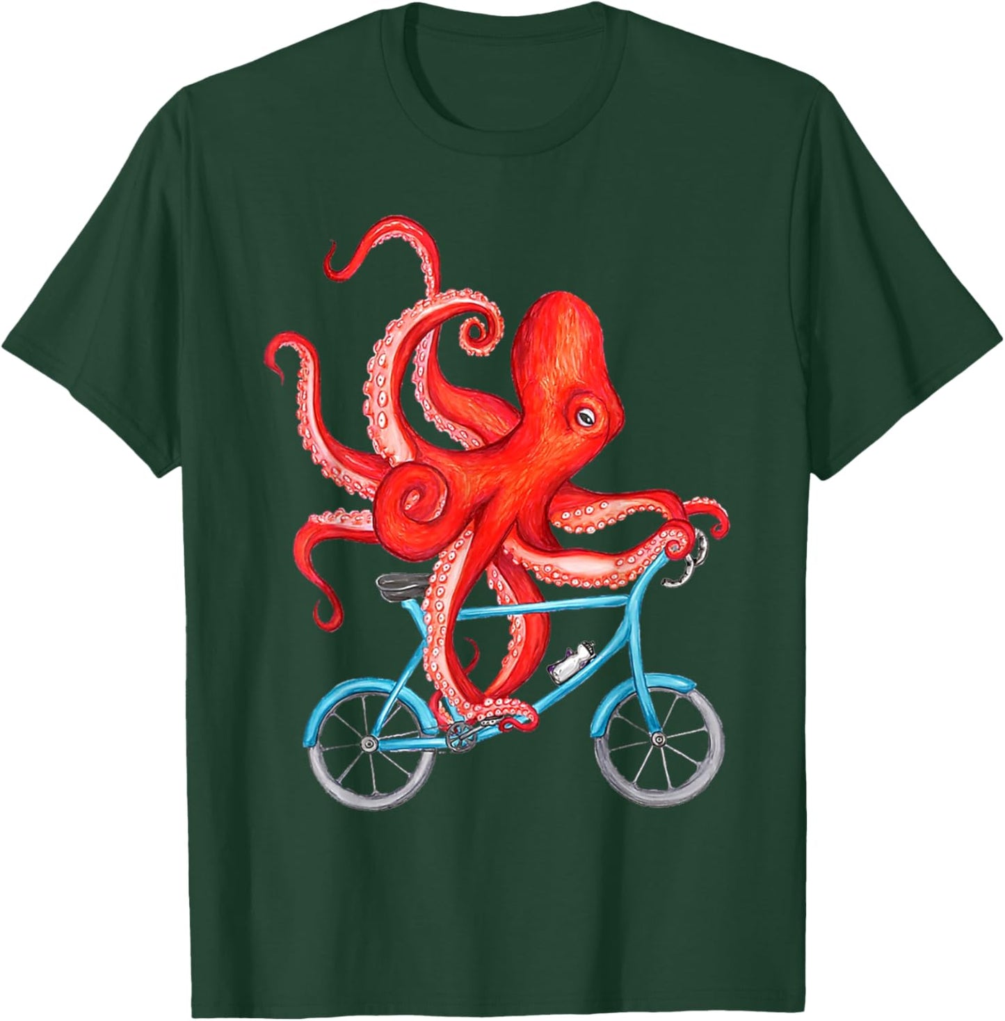 Octopus Bicycle Bike Cycling Beach Ocean Sea Octopus Lover T-Shirt - T-Shirt | Forest