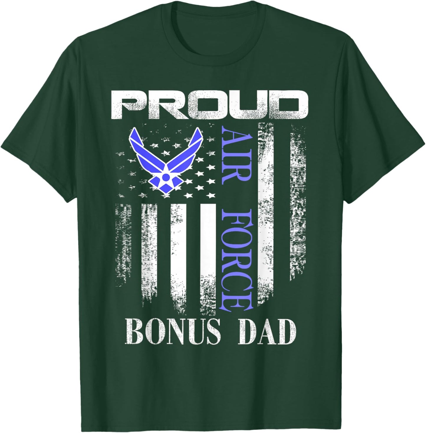 Vintage Proud Air Force Bonus Dad With American Flag Gift T-Shirt - T-Shirt | Forest