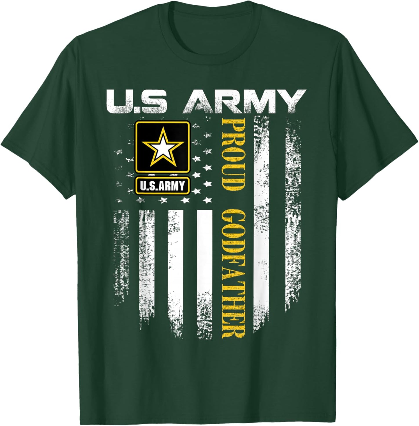 Vintage U.S. Army Proud Godfather With American Flag Gift T-Shirt - T-Shirt | Forest