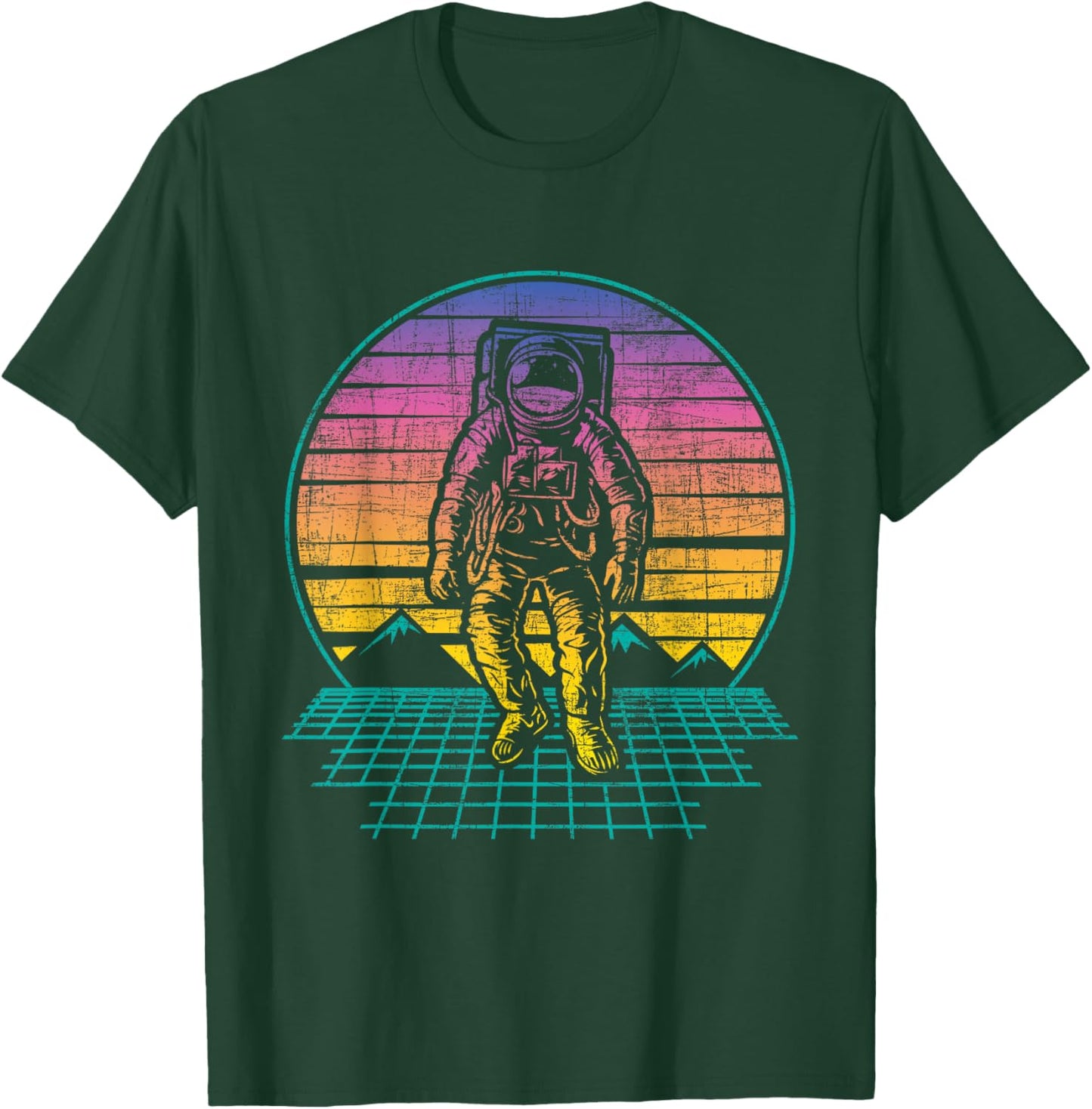 Retro Vintage Astronaut - Spaceman Universe Planets Galaxy T-Shirt - T-Shirt | Forest
