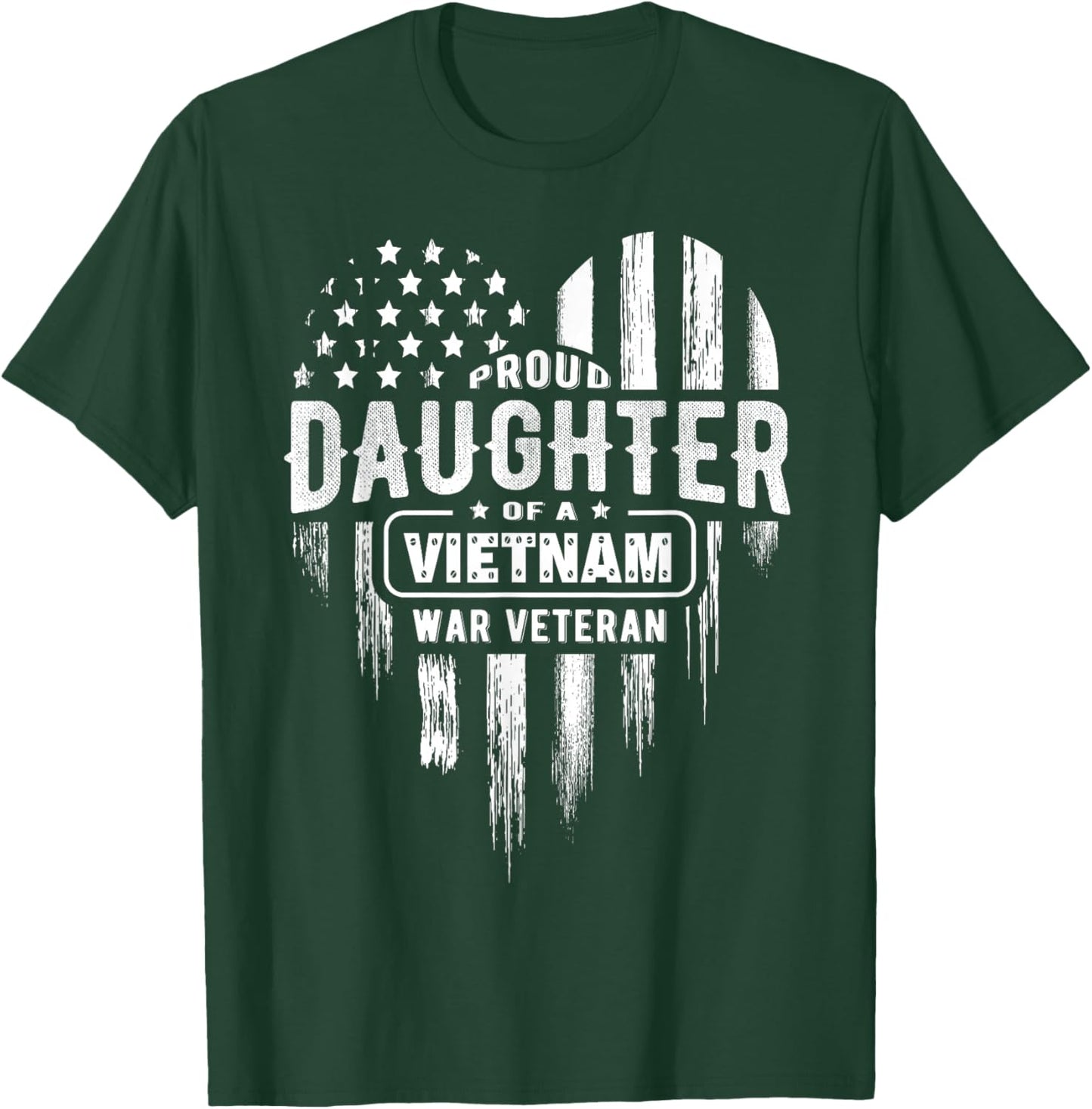 Proud Daughter Vietnam Vet Dad Veterans Day American Flag T-Shirt - T-Shirt | Forest