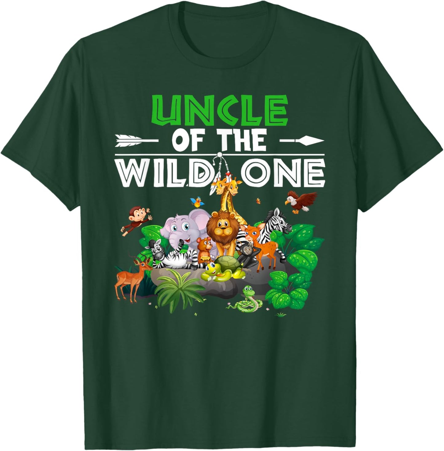 Uncle of the Wild One Animal Zoo Birthday Boy Safari Jungle T-Shirt - T-Shirt | Forest