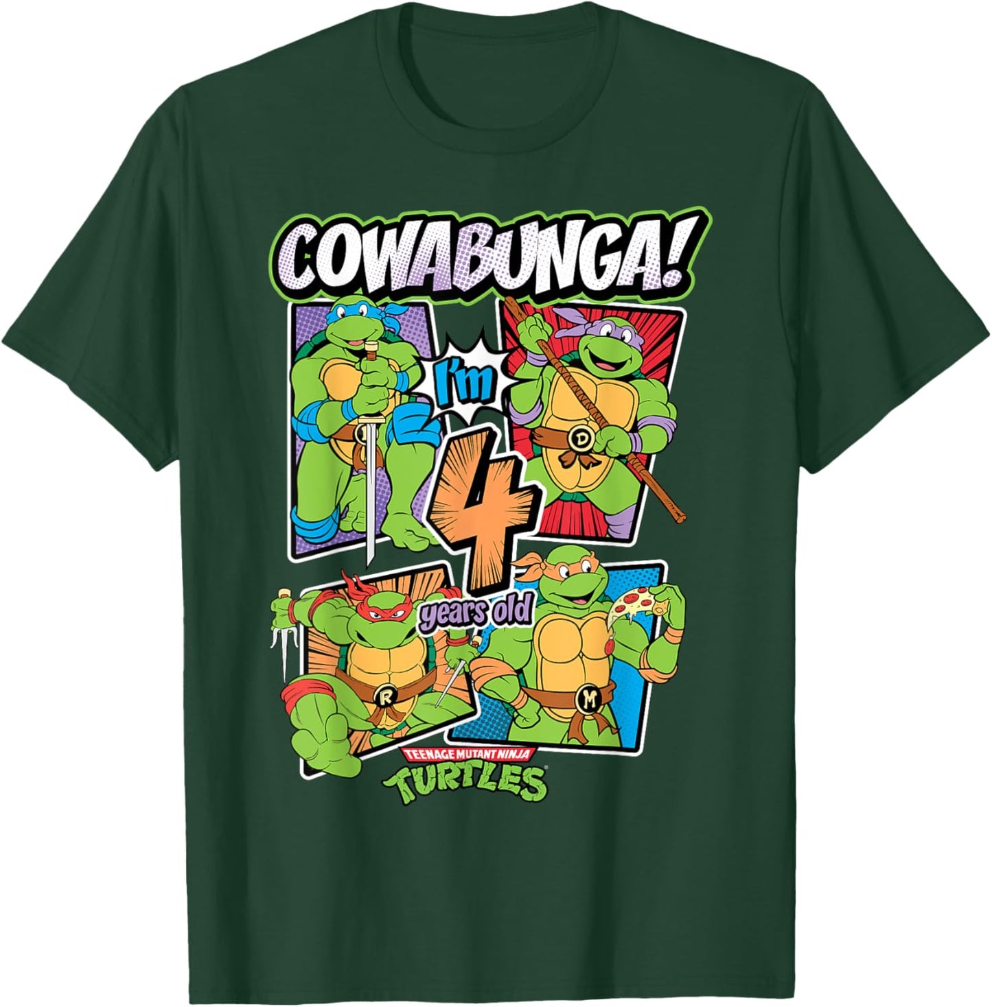 Mademark x Teenage Mutant Ninja Turtles - Cowabunga I'm 4 Years Old Teenage Mutant Ninja Turtles T-Shirt - T-Shirt | Forest