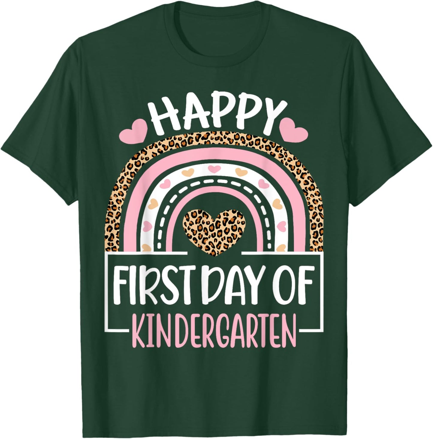 First Day of Kindergarten Funny Back To School Leopard Teach T-Shirt - T-Shirt | Forest