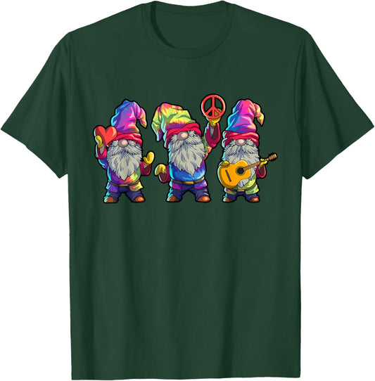 Hippie Gnomes Shirt Men Women Tie Dye Graphic Peace Gnomes T-Shirt - T-Shirt | Forest