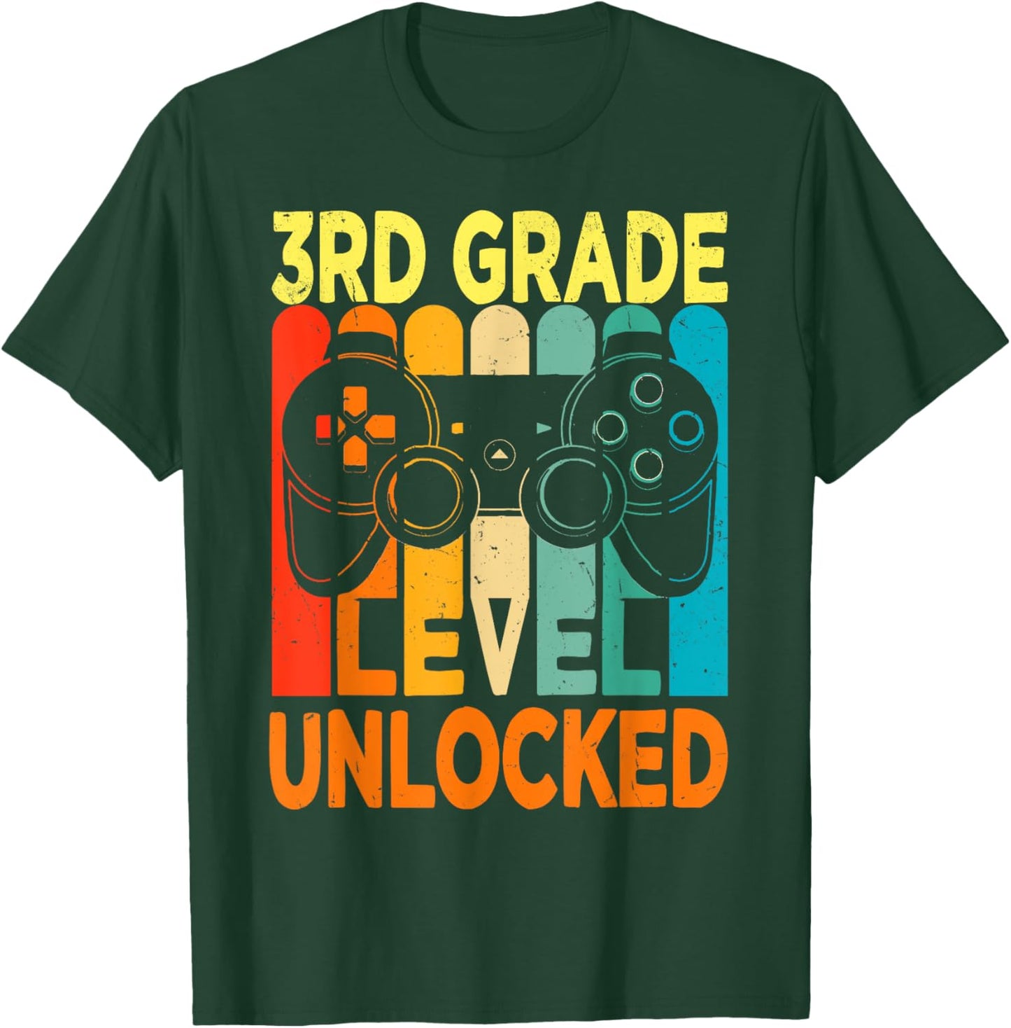 Hello 3rd Grade Level Unlocked Video Game Back to School Boy T-Shirt - T-Shirt | Forest
