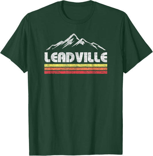 Vintage Leadville Colorado Retro Mountain Bike Skiing T-Shirt - T-Shirt | Forest