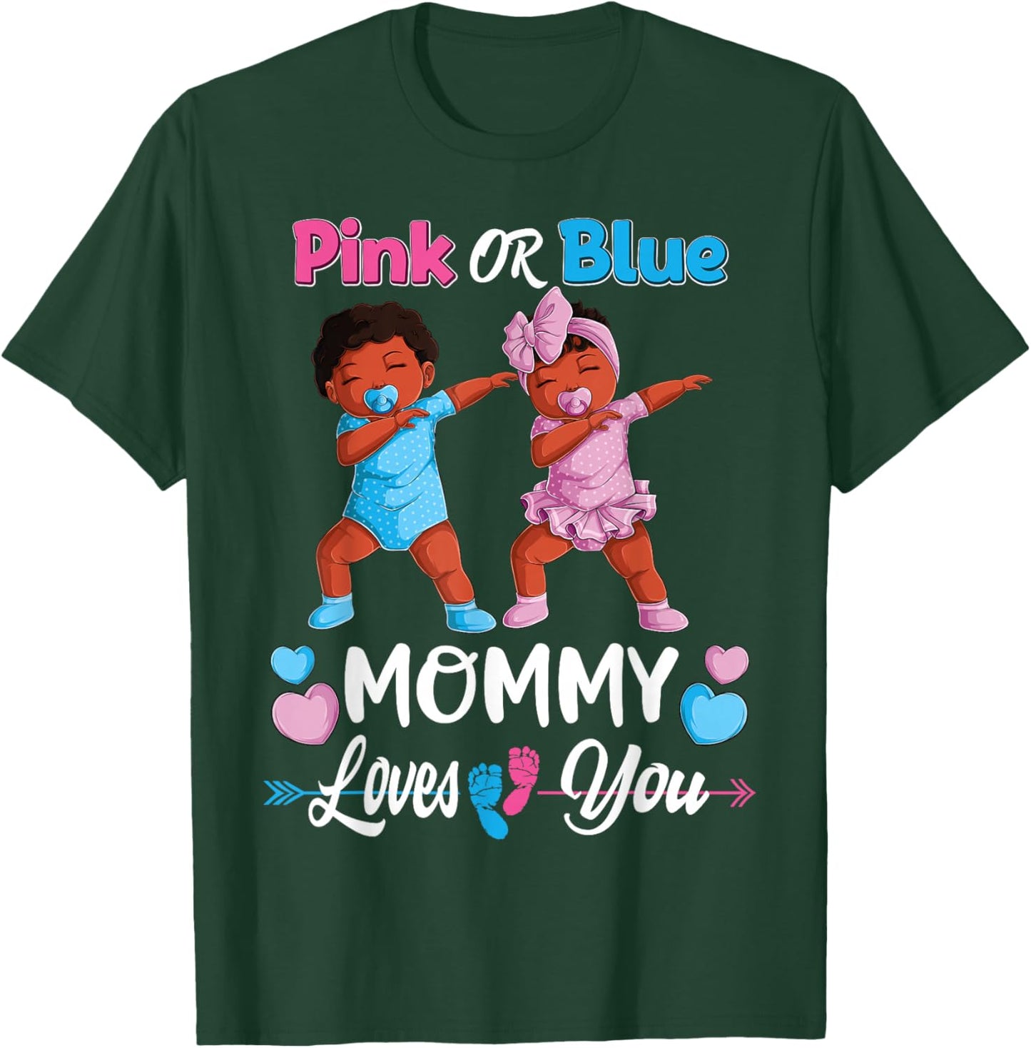 Pink Or Blue Mommy Loves You Black Baby Gender Reveal Party Small T-Shirt - T-Shirt | Forest