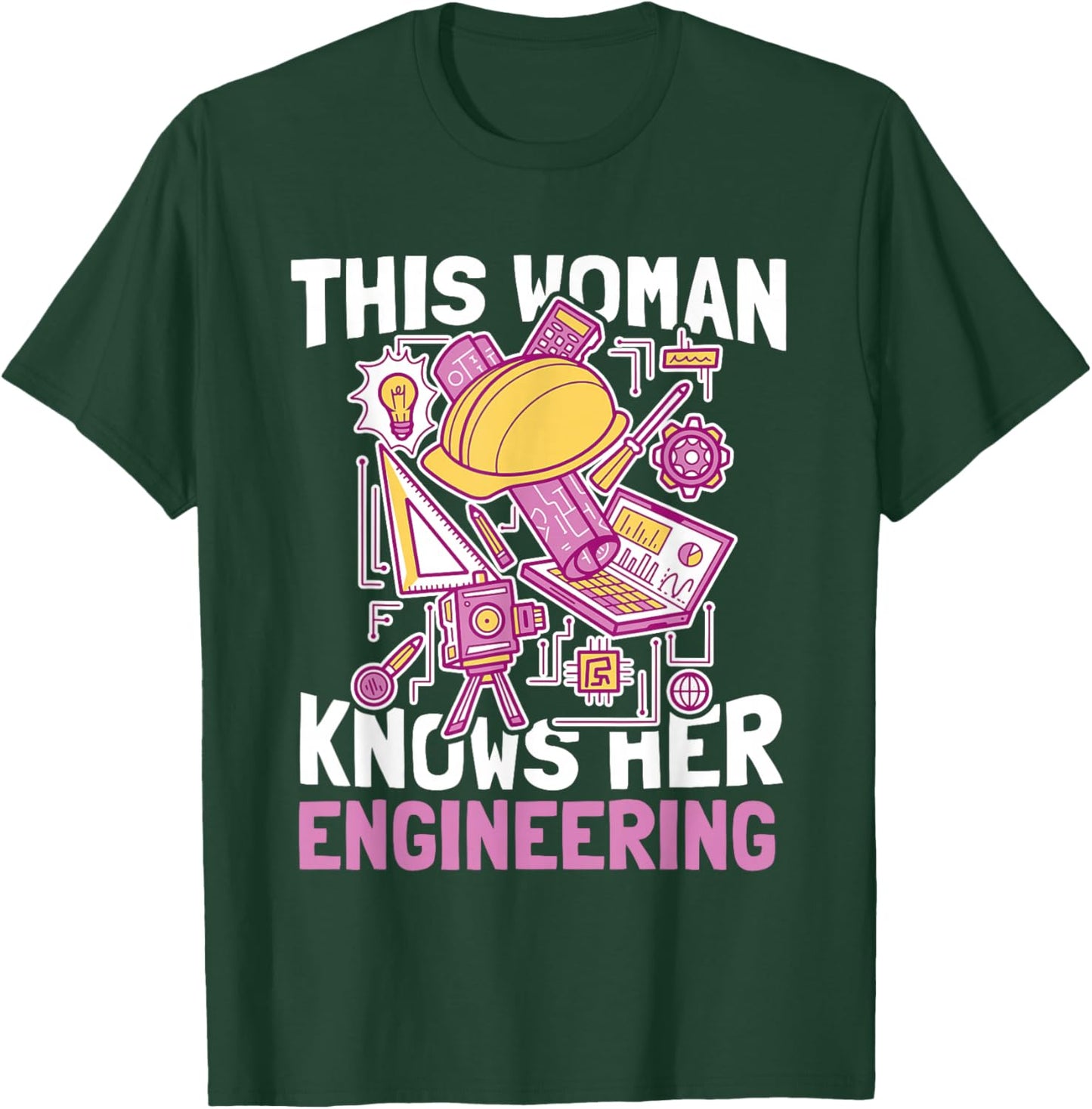 This Woman Knows Her Engineering - Funny Civil Engineering T-Shirt - T-Shirt | Forest