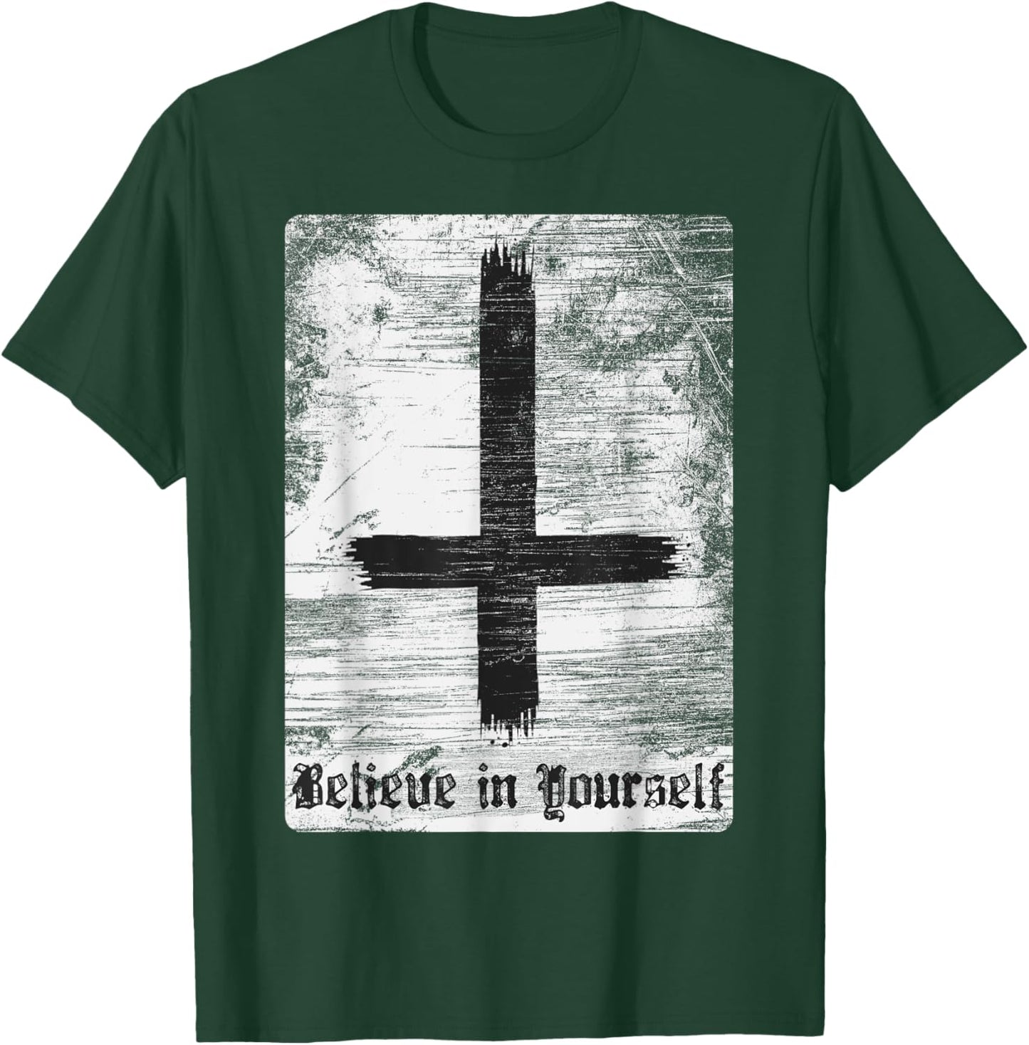 Inverted Cross Atheist Believe in yourself Anti Religion T-Shirt - T-Shirt | Forest