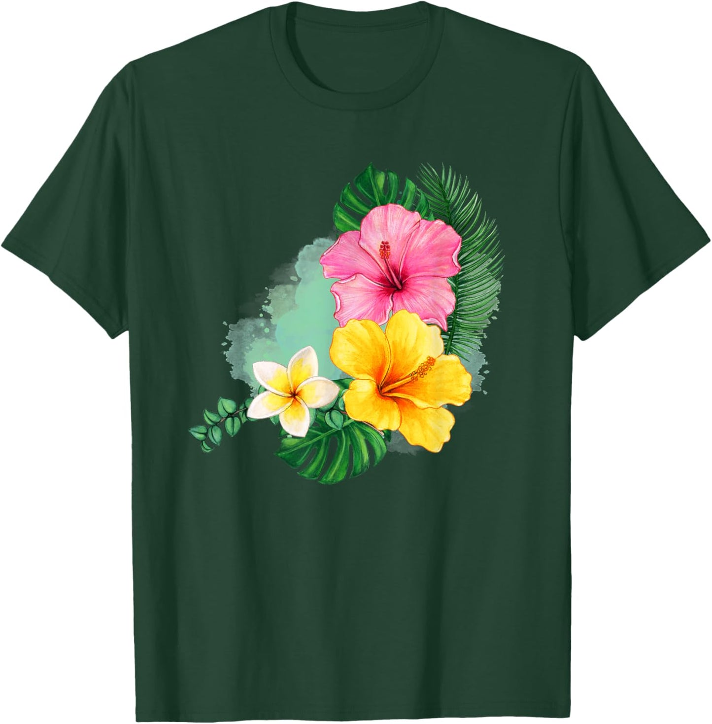 Tropical Flower Hibiscus Plumeria Design for Gardener T-Shirt - T-Shirt | Forest