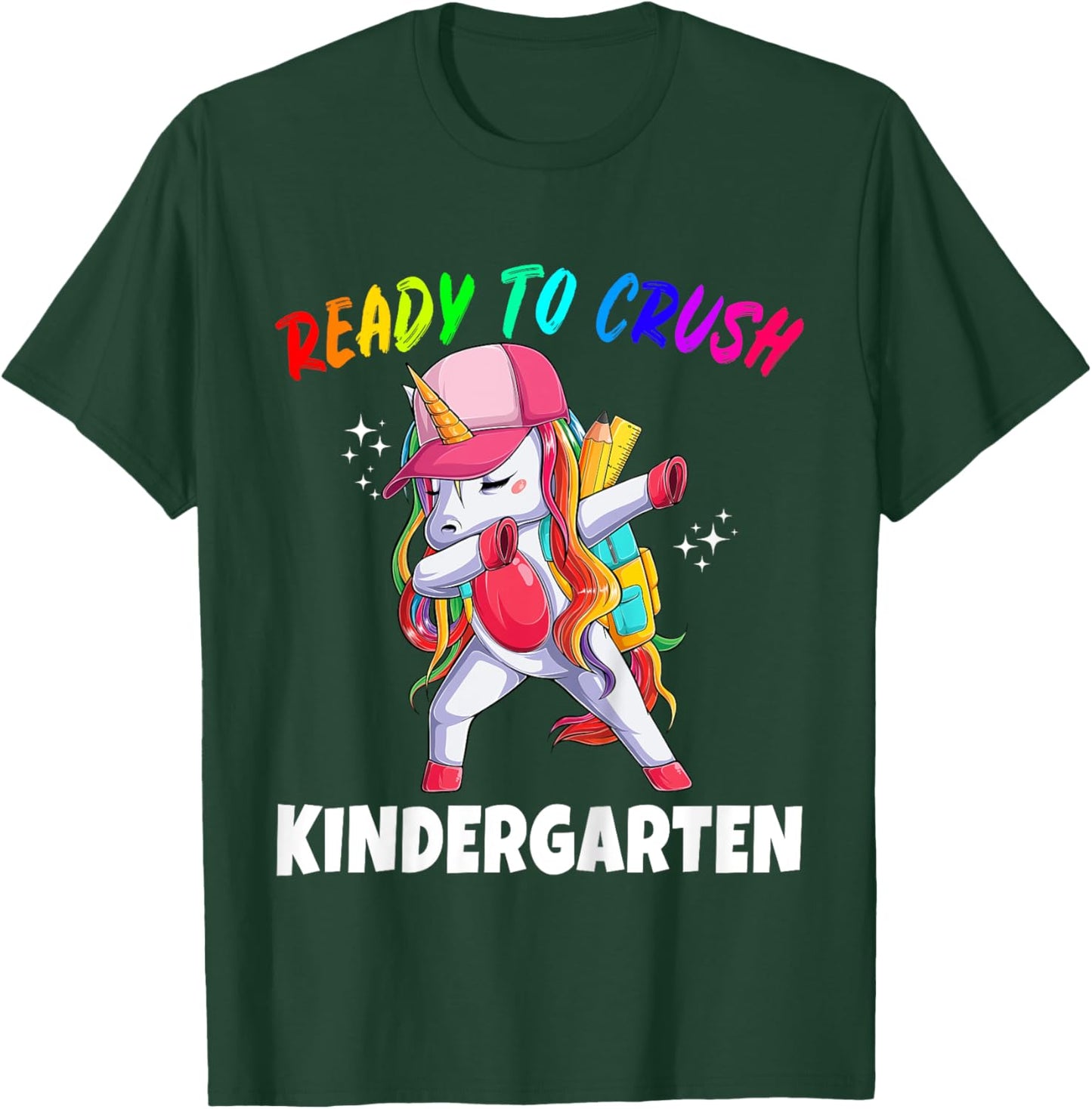 First Day of Kindergarten Unicorn Gift Girls Cute Rainbow T-Shirt - T-Shirt | Forest