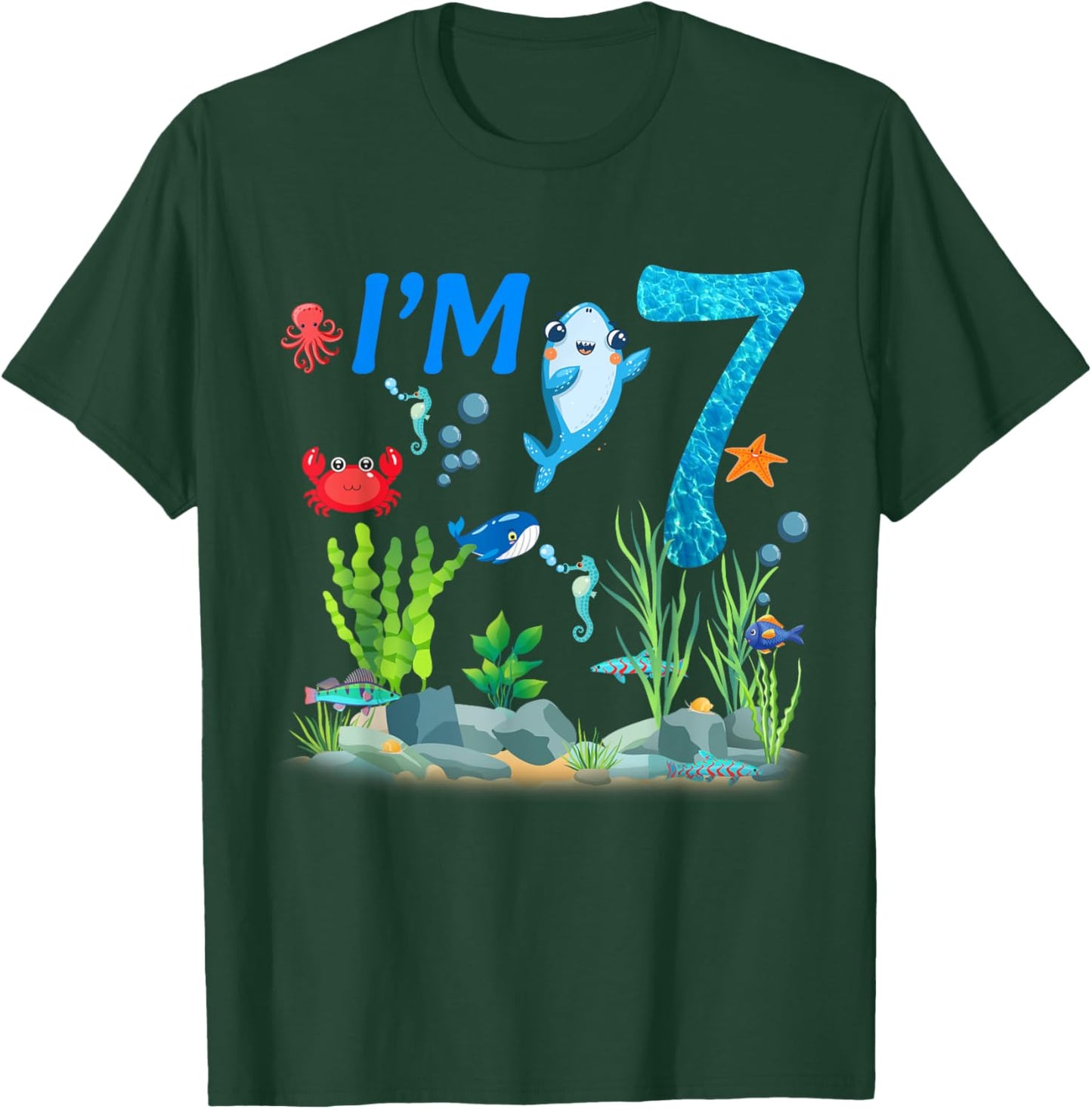 7 Year Old Ocean themed birthday Under the sea 7th birthday T-Shirt - T-Shirt | Forest