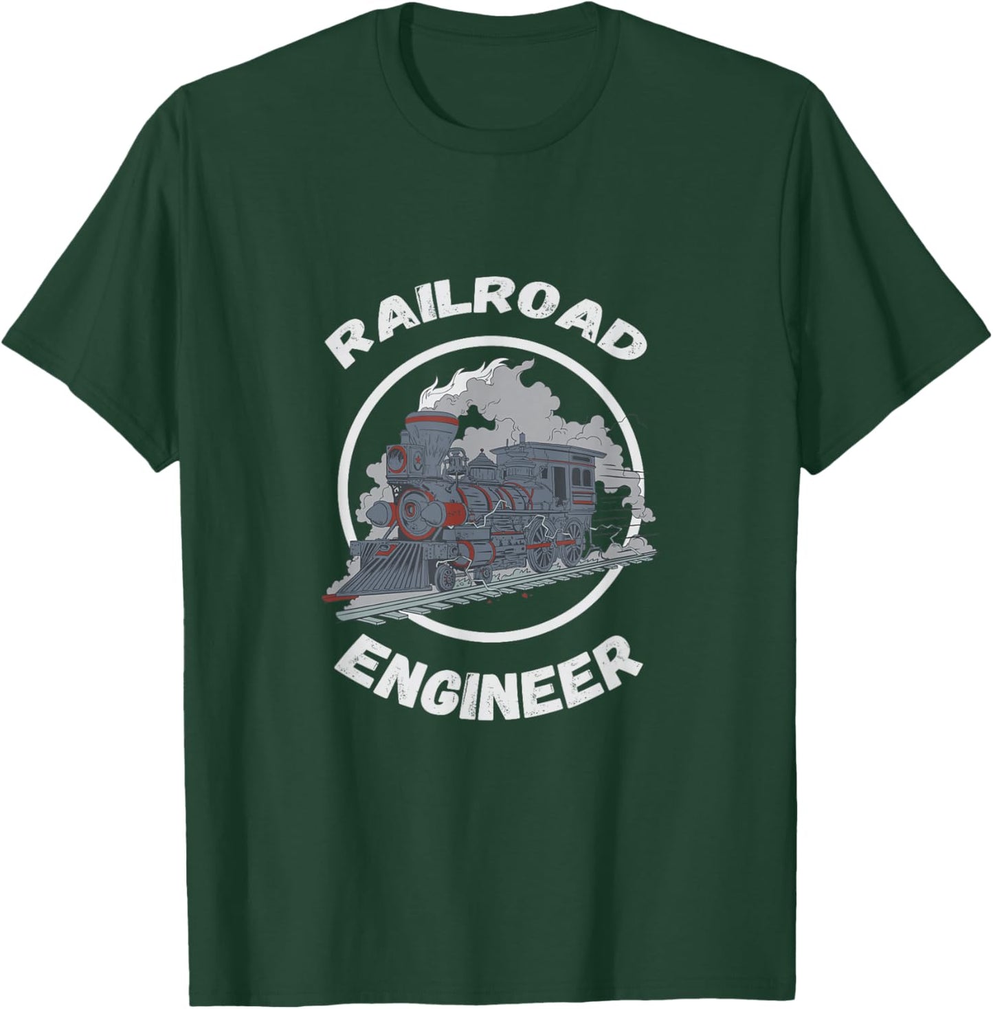 Railroad Engineer Train Lover Railway Worker Model Train T-Shirt - T-Shirt | Forest
