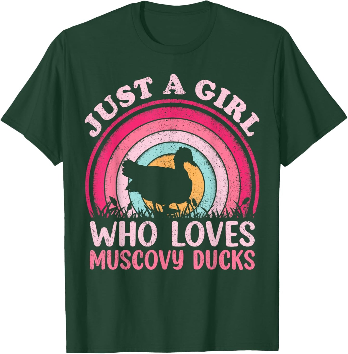 Duck Bird Vintage Retro Just A Girl Who Loves Muscovy Ducks T-Shirt - T-Shirt | Forest