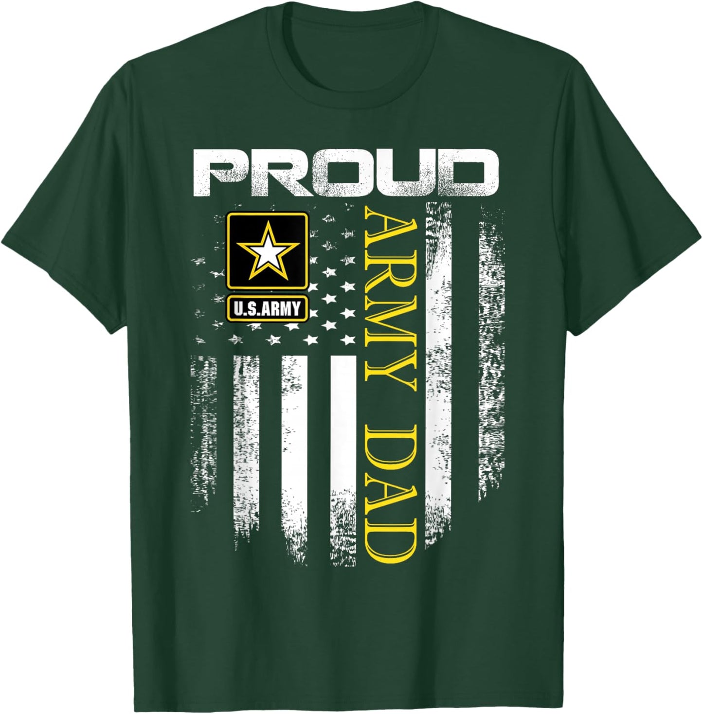 Vintage Proud Army Dad with American Flag Gift T-Shirt - T-Shirt | Forest