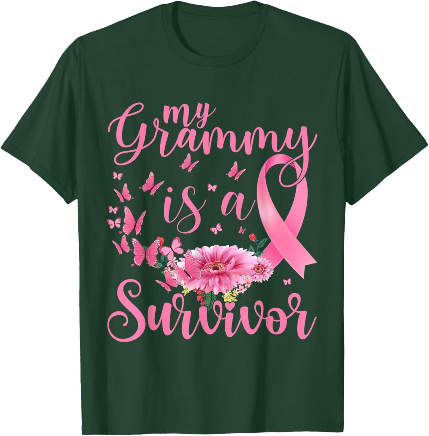 Breast Cancer Awareness Support My Grammy Is A Survivor T-Shirt - T-Shirt | Forest