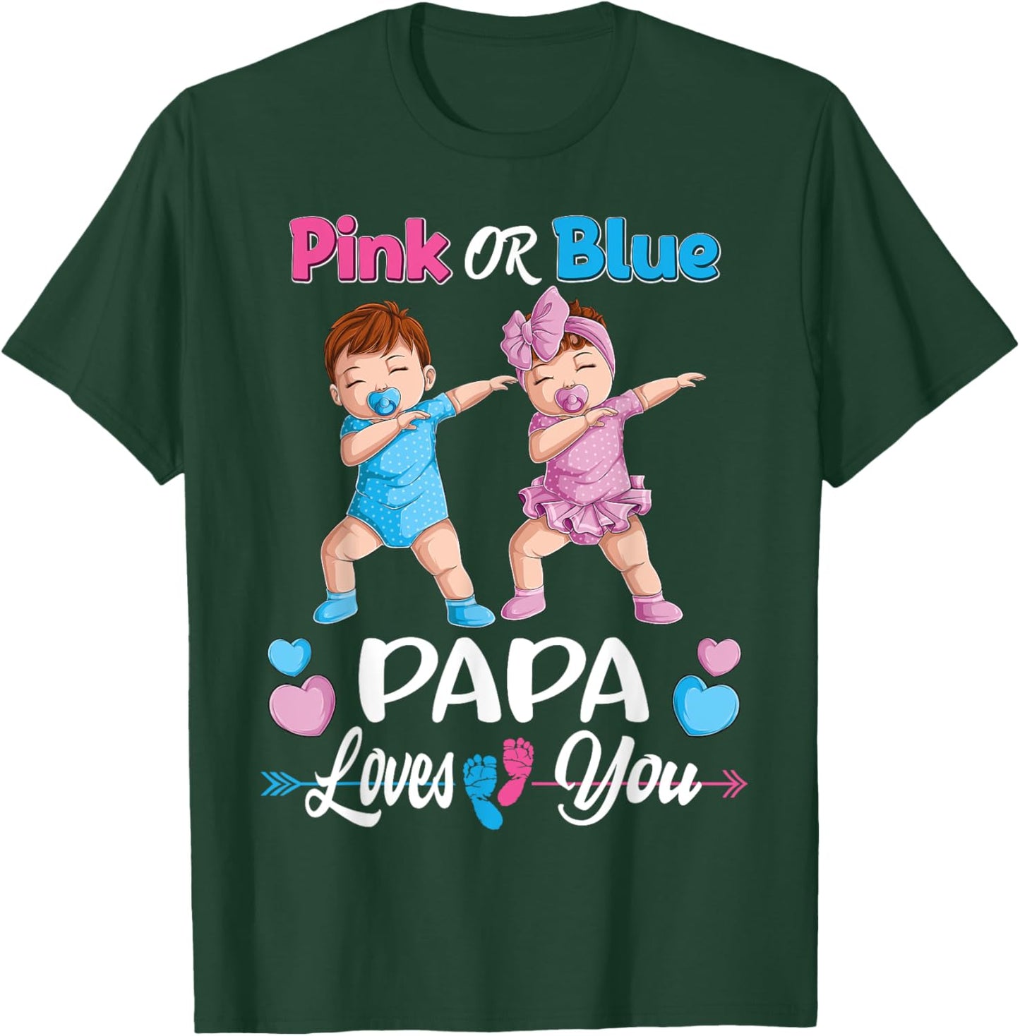 Pink Or Blue Papa Loves You Baby Gender Reveal Party Men T-Shirt - T-Shirt | Forest