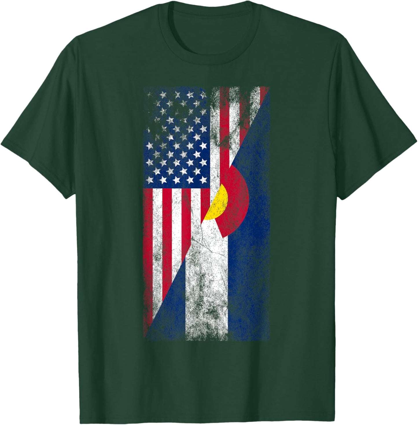 USA & Colorado Flags - American Coloradan T-Shirt - T-Shirt | Forest
