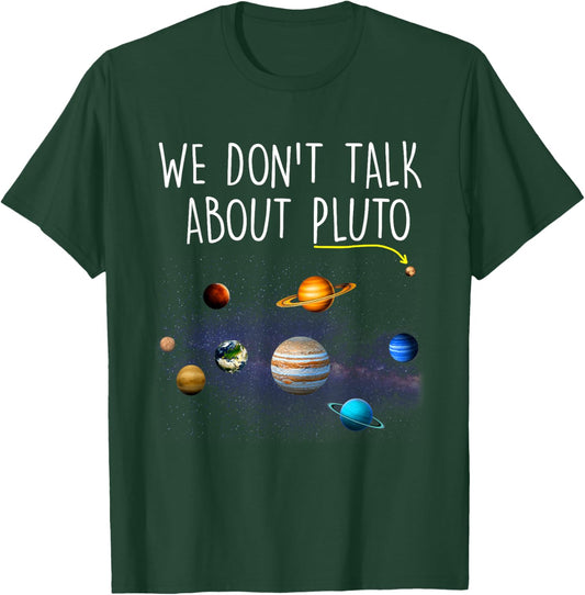 Funny Pluto Planet Space Science Astronomy -Adults Black Small Classic Fit Short Sleeve Planetary Graphic Print T-Shirt - T-Shirt | Forest