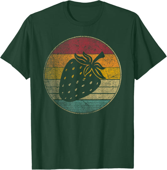 Strawberry Fruit Vintage Festival Distressed Retro 70s Gift T-Shirt - T-Shirt | Forest