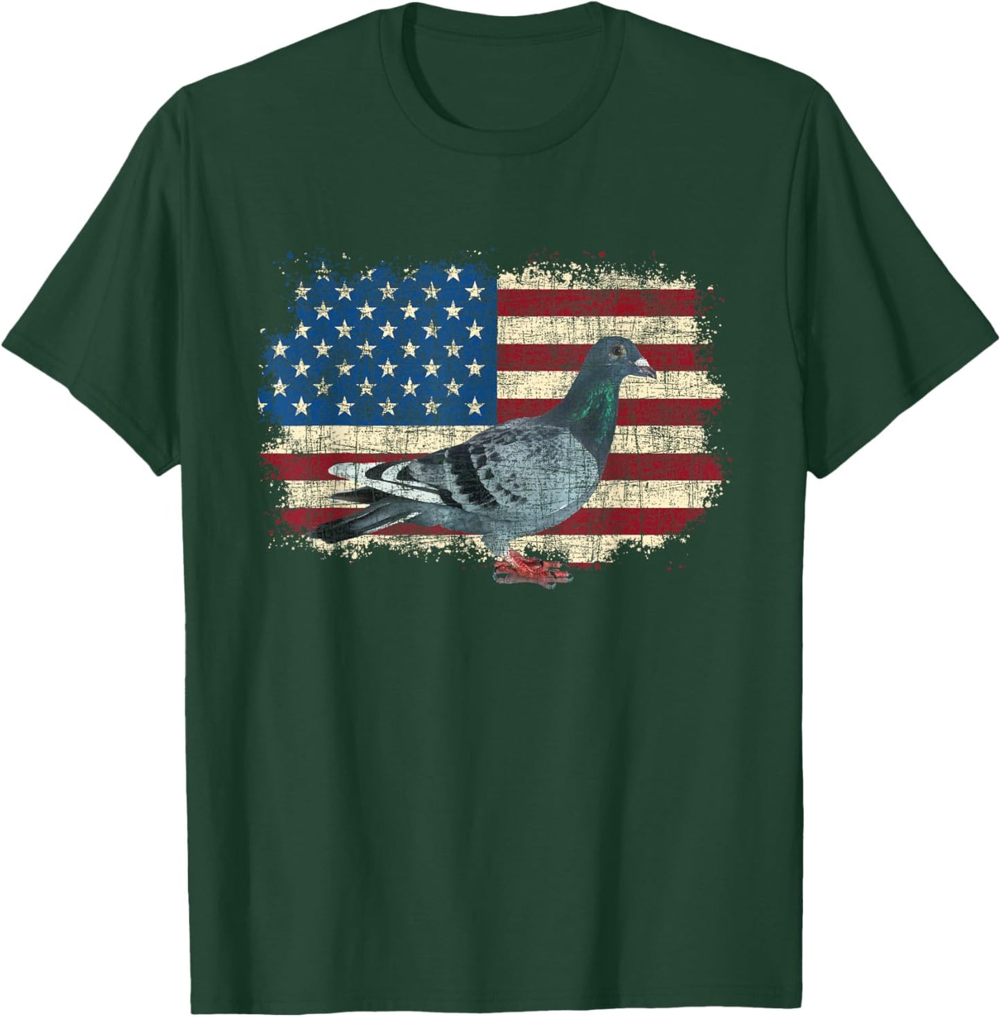 Patriotic Pigeon - 4th Of July Fourth Pigeon Breeder Racing T-Shirt - T-Shirt | Forest