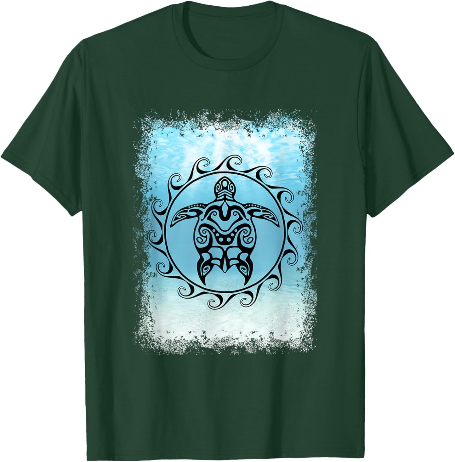 Tribal Sea Turtle Maori Sun Ocean T-Shirt - T-Shirt | Forest