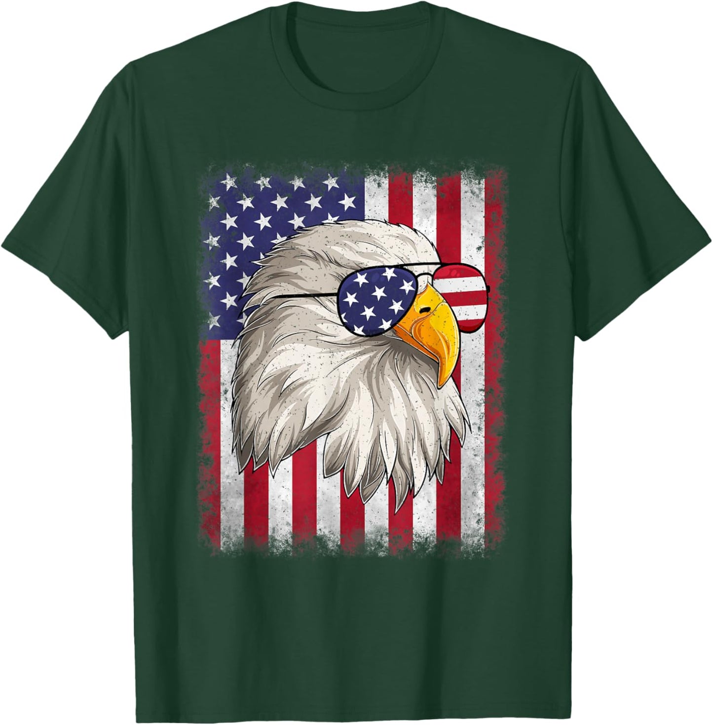 Funny 4th Of July USA Flag American Patriotic Eagle Men Boys T-Shirt - T-Shirt | Forest