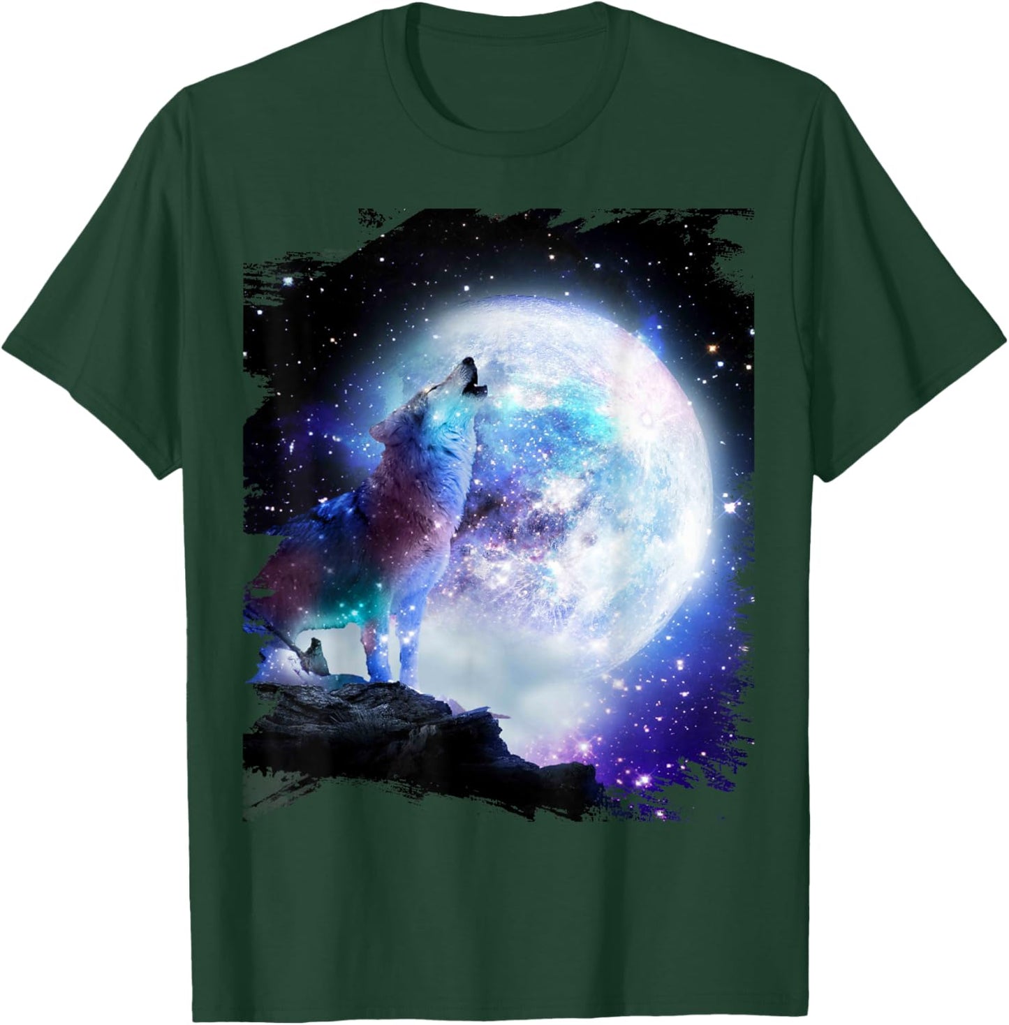 Cosmic Space Wolf Wolves Howling At Moon T-Shirt - T-Shirt | Forest