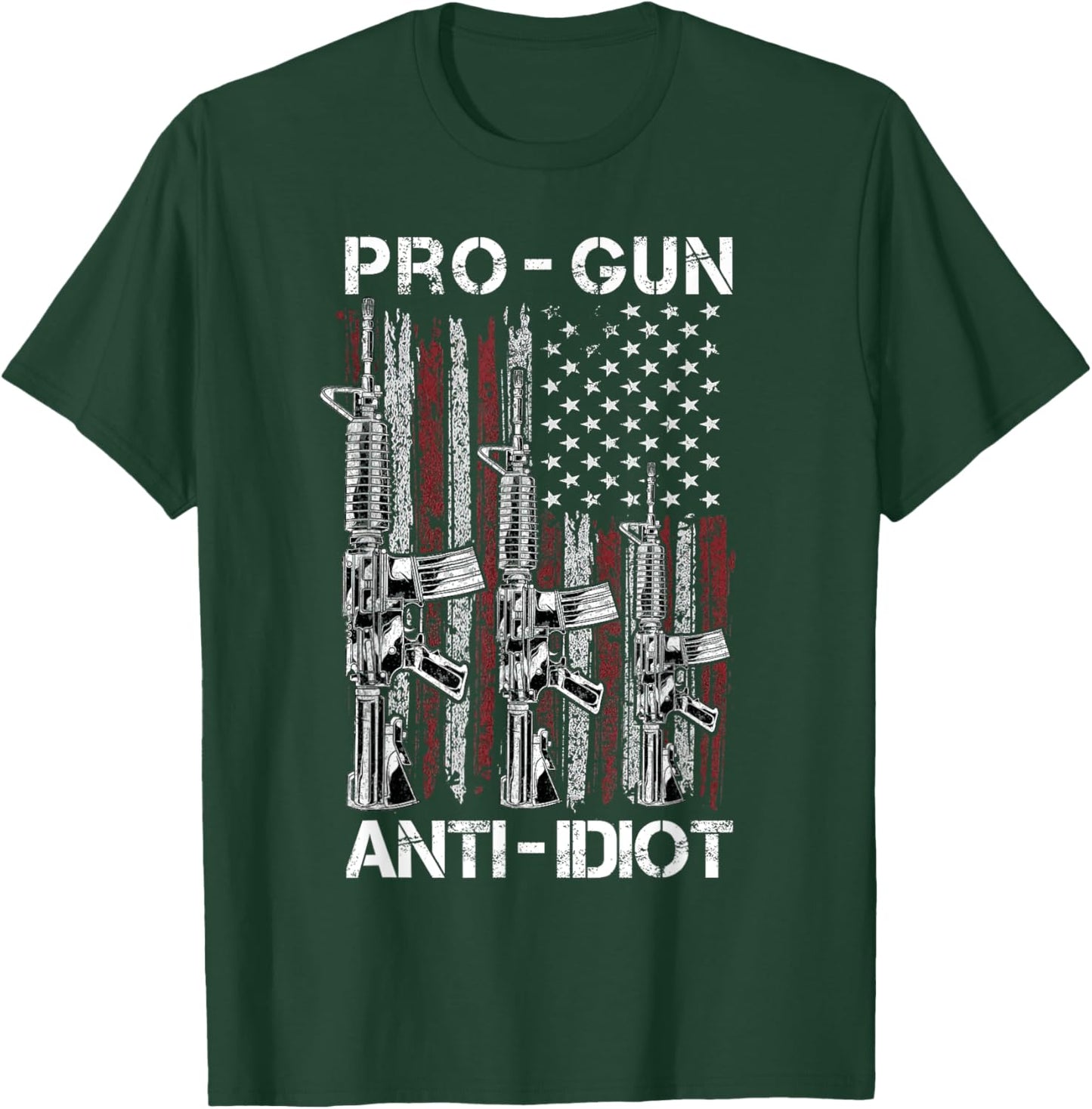 Pro Gun Anti Idiot shirt Vintage USA Flag 2nd Amendment T-Shirt - T-Shirt | Forest