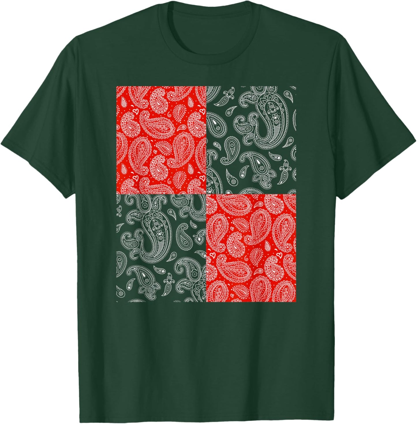 Red Paisley, Bandana Style T-Shirt - T-Shirt | Forest