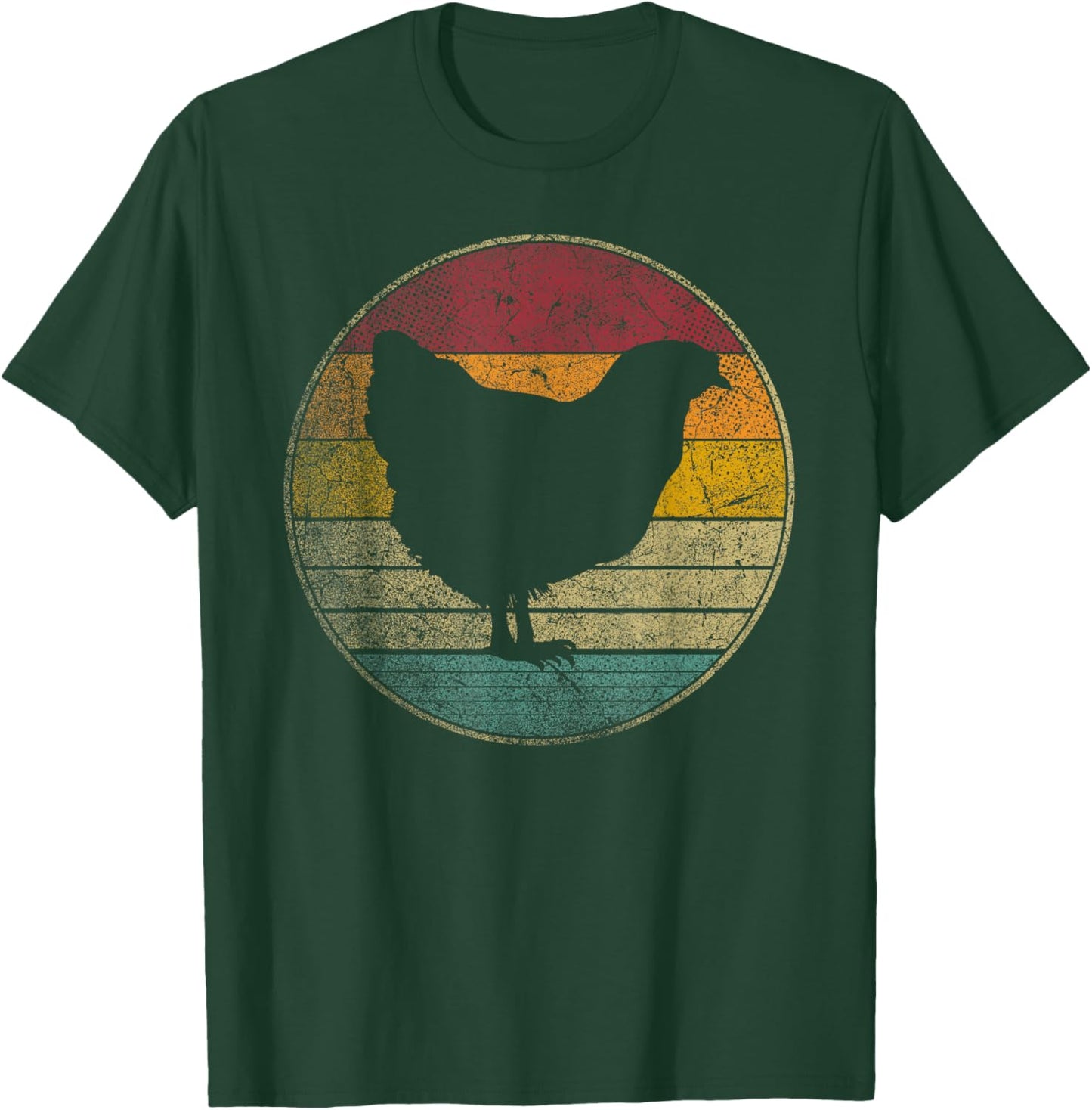 Chicken Hen Bird Farm Vintage Distressed Retro 70s 80s Gift T-Shirt - T-Shirt | Forest