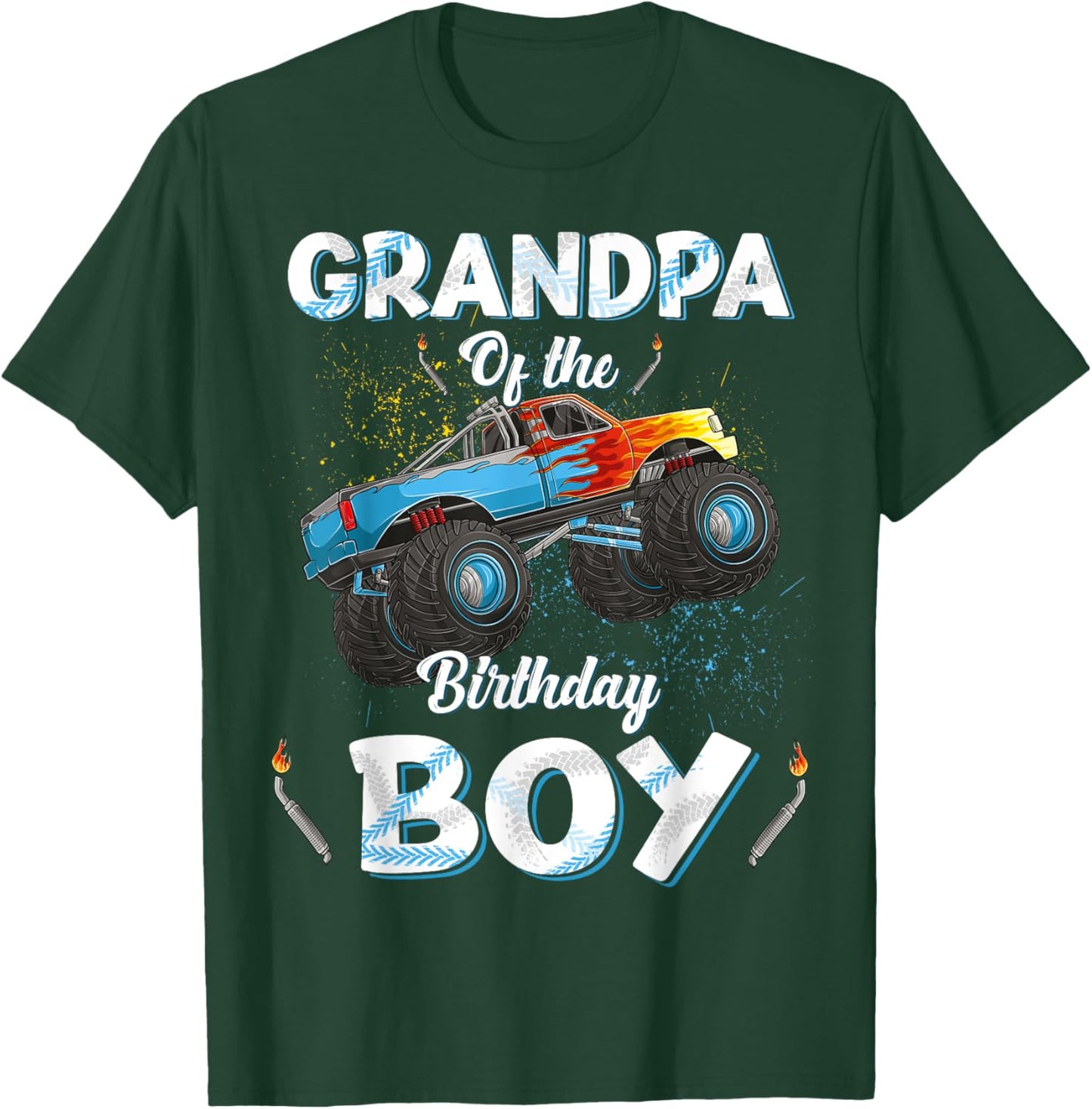 Grandpa Of The Birthday Boy Monster Truck Bday Men Grampy T-Shirt - T-Shirt | Forest