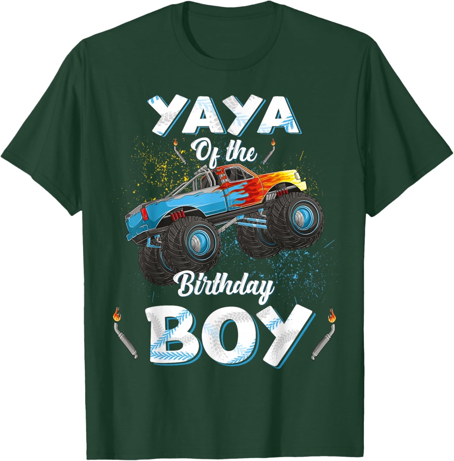 Yaya Of The Birthday Boy Monster Truck Bday Women Grandma T-Shirt - T-Shirt | Forest