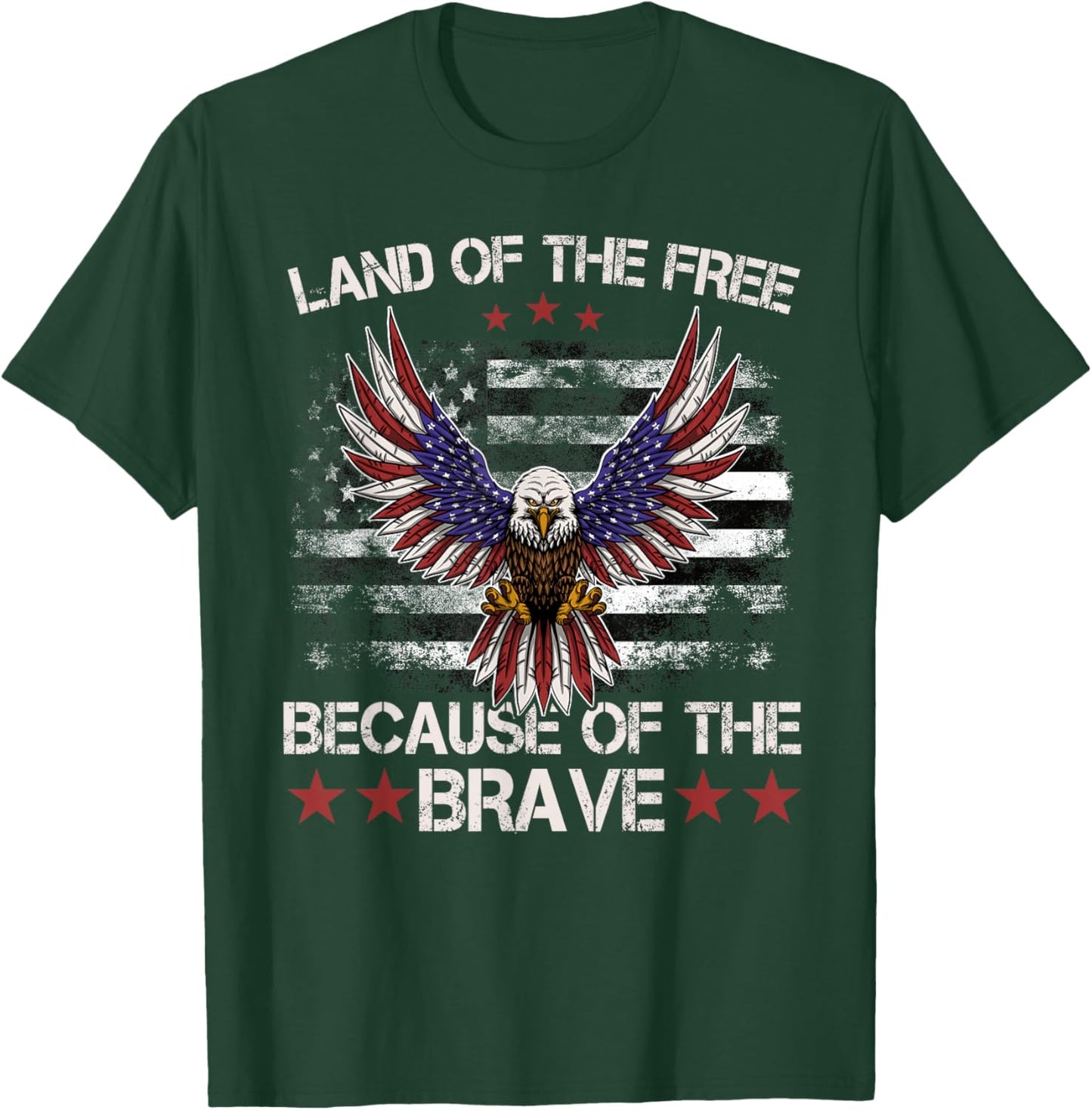 America Eagle | Land of The Free Because of The Brave T-Shirt - T-Shirt | Forest