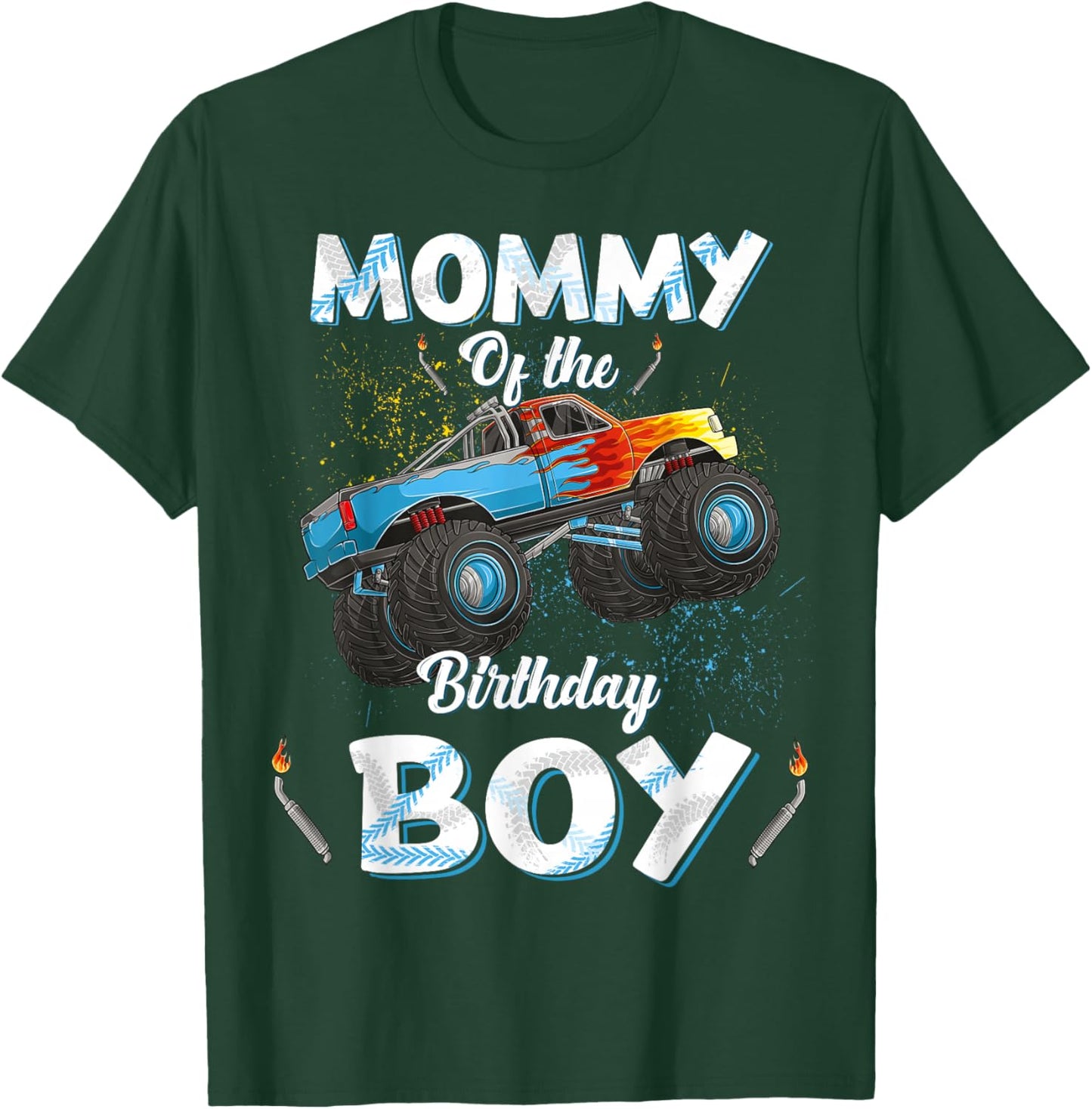 Mommy Of The Birthday Boy Monster Truck Bday Women Mom Mama T-Shirt - T-Shirt | Forest
