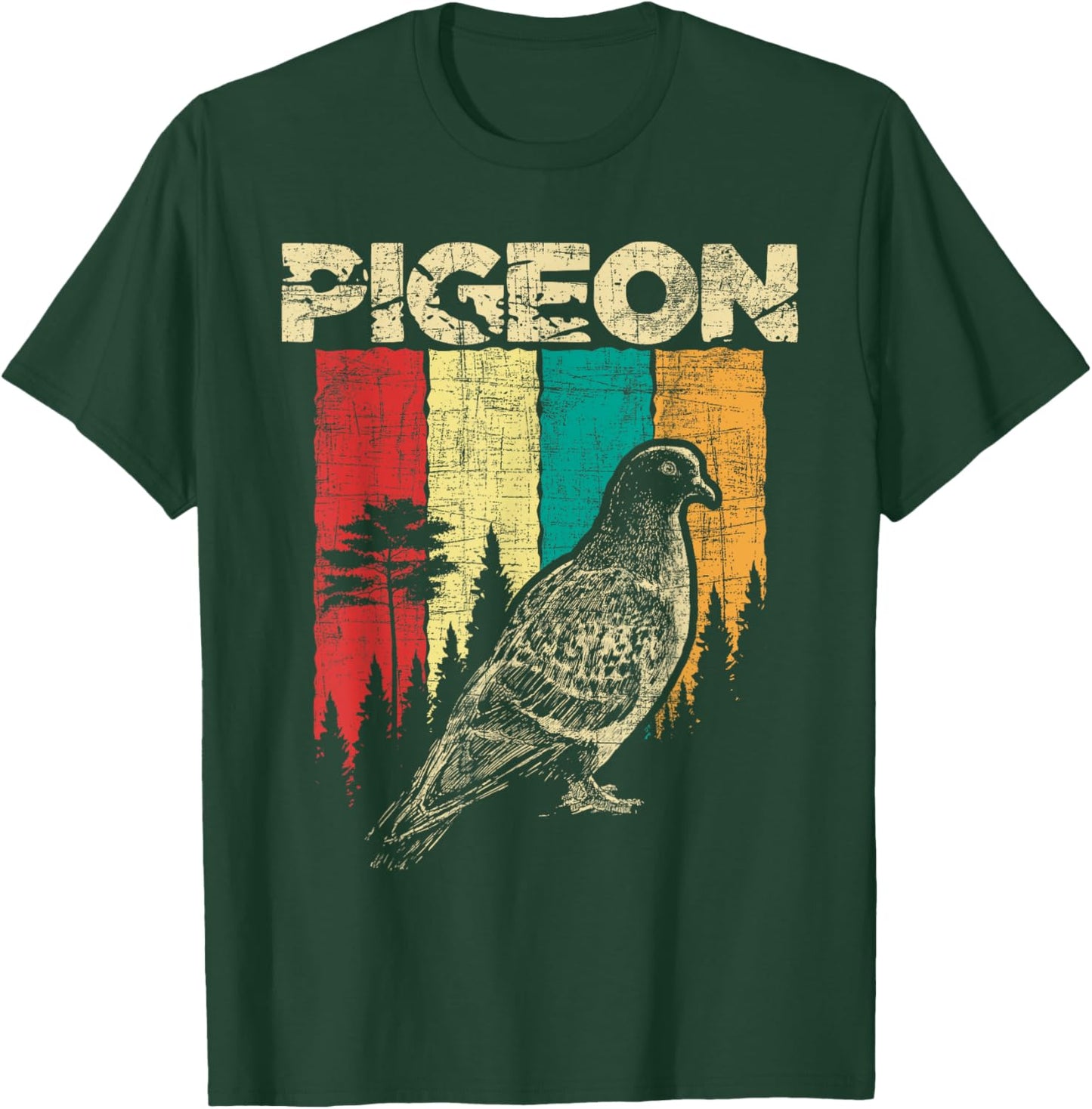 Retro Pigeon Racing - Birdwatching Bird Lover Ornithologist T-Shirt - T-Shirt | Forest