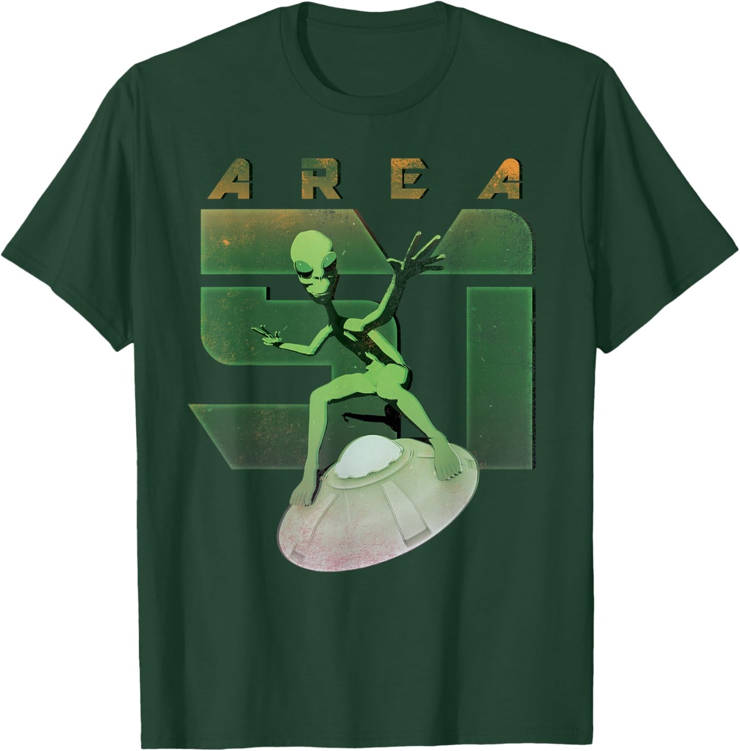 Alien Area 51 Shirt UFO Green Man Flying Saucer Space T-Shirt - T-Shirt | Forest