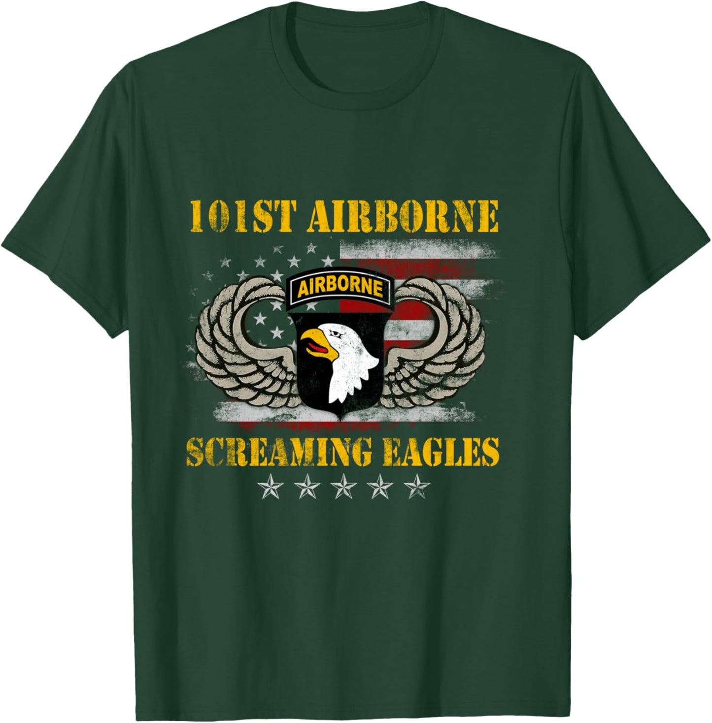 Screaming Eagle 101st Airborne Division Paratrooper Veteran T-Shirt - T-Shirt | Forest